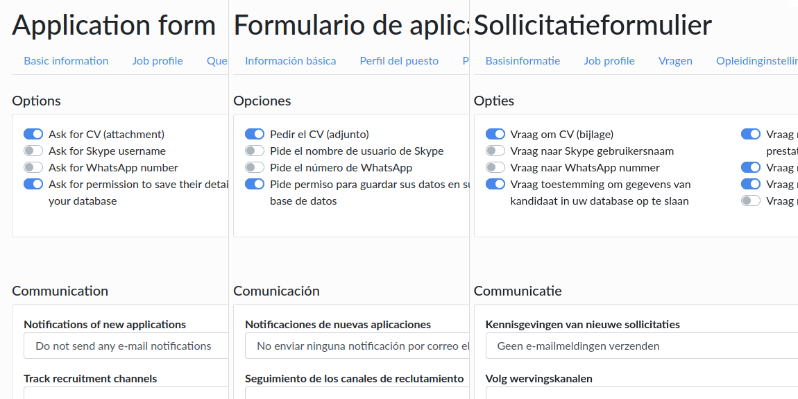 Interface multilingue